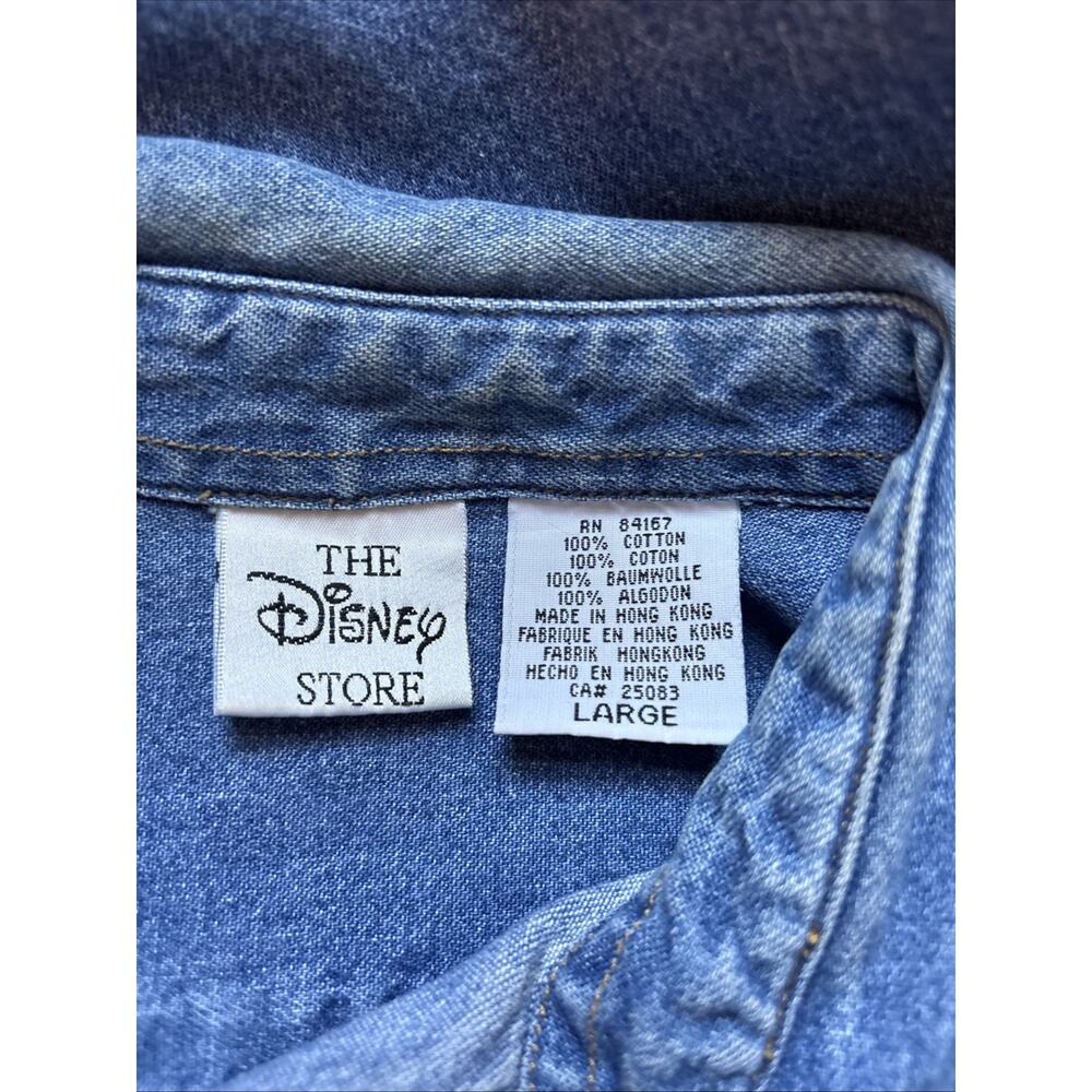 Disney Store Winnie the Pooh Denim Shirt Women's Large Embroidered 90s Vintage - Picture 6 of 7